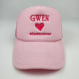 Trucker Hat “GWEN” Heart Embroidered Mesh Snapback Adjustable Cap - Pink